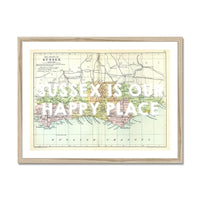 Sussex is our Happy Place (Sussex Map) Vintage Map Art - Framed - Beach House Art