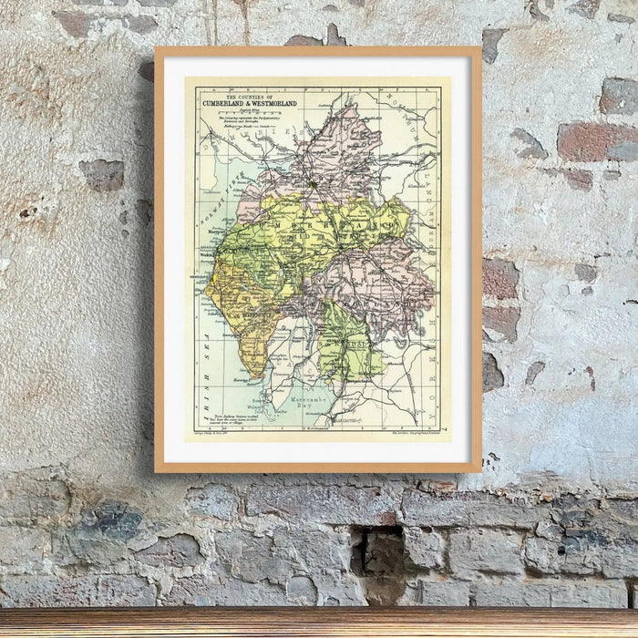 The Lakes (Lake District Map) Vintage Map Art - Unframed - Beach House Art