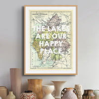 The Lakes are our Happy Place (Lake District Map) Vintage Map Art - Unframed - Beach House Art