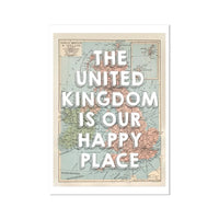 The United Kingdom is our Happy Place | Vintage UK Map - Unframed | Beach House Art