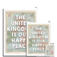 The United Kingdom is our Happy Place | Vintage UK Map - Unframed | Beach House Art