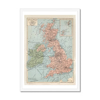 Vintage UK Map United Kingdom Map | Vintage UK Map - Framed Beach House Art