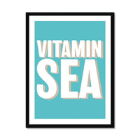 Framed word art print of 'Vitamin Sea' in seagrass colour - coastal wall art