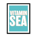 Framed word art print of 'Vitamin Sea' in seagrass colour - coastal wall art