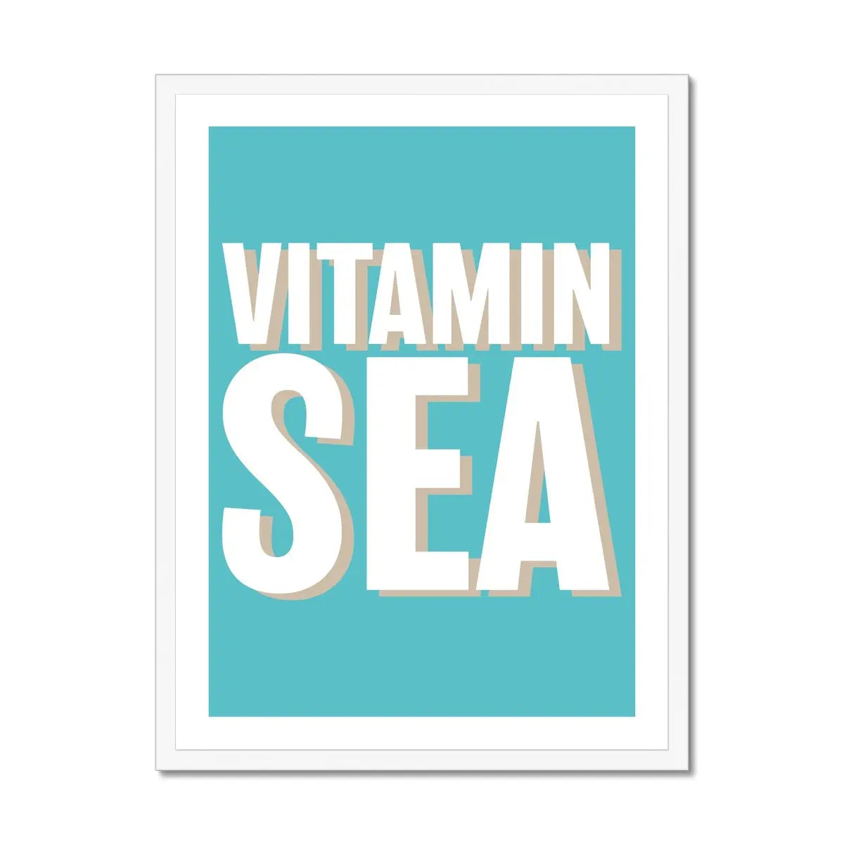 Framed word art print of 'Vitamin Sea' in seagrass colour - coastal wall art