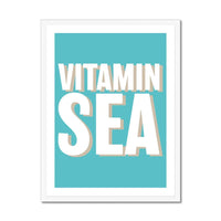 Framed word art print of 'Vitamin Sea' in seagrass colour - coastal wall art