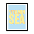 Framed word art print of 'Vitamin Sea' in blue colour - coastal wall art