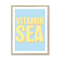 Framed word art print of 'Vitamin Sea' in blue colour - coastal wall art