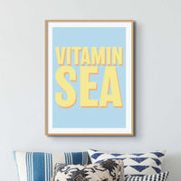 'Vitamin Sea' Typography Art Print in marine - Unframed wall art