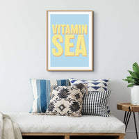 'Vitamin Sea' Typography Art Print in marine - Unframed wall art