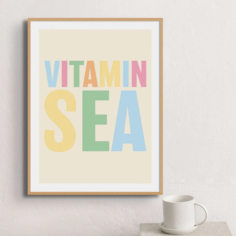 Vitamin Sea Word Art Print | Colourful Typography Art - Framed Wall Art