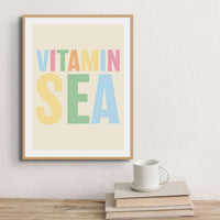 Vitamin Sea Word Art Print | Colourful Typography Art - Framed Wall Art