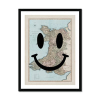 Wales Makes Me Happy (Wales Map) Vintage Map Art - Framed - Beach House Art