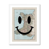 Wales Makes Me Happy (Wales Map) Vintage Map Art - Framed - Beach House Art