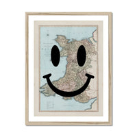 Wales Makes Me Happy (Wales Map) Vintage Map Art - Framed - Beach House Art