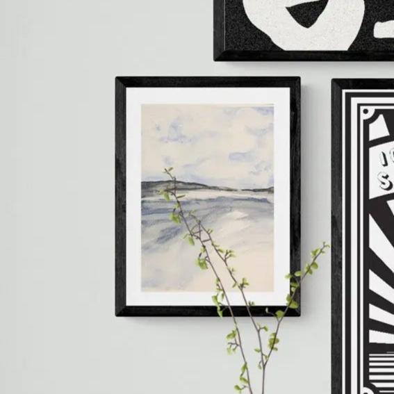 Watercolour Bay Coastal Painting Print | Modern Coastal Art - Framed Wall Art