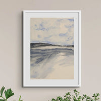 Watercolour Bay Seascape Print | Modern Coastal Painting - Unframed Beach Art Print 