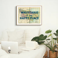 Whitstable is my Happy Place (Kent Map) Vintage Map Art - Unframed - Beach House Art