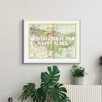 Whitstable is our Happy Place (Kent Map) Vintage Map Art - Unframed - Beach House Art
