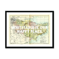 Whitstable is our Happy Place (Kent Map) Vintage Map Art - Framed - Beach House Art