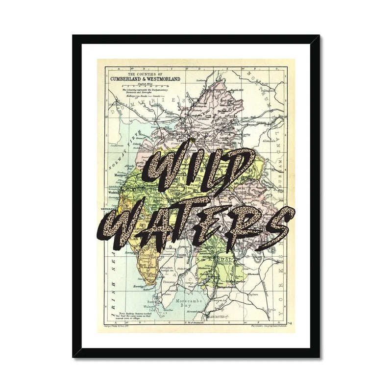 Wild Waters (Lake District Map) Vintage Map Art - Framed - Beach House Art