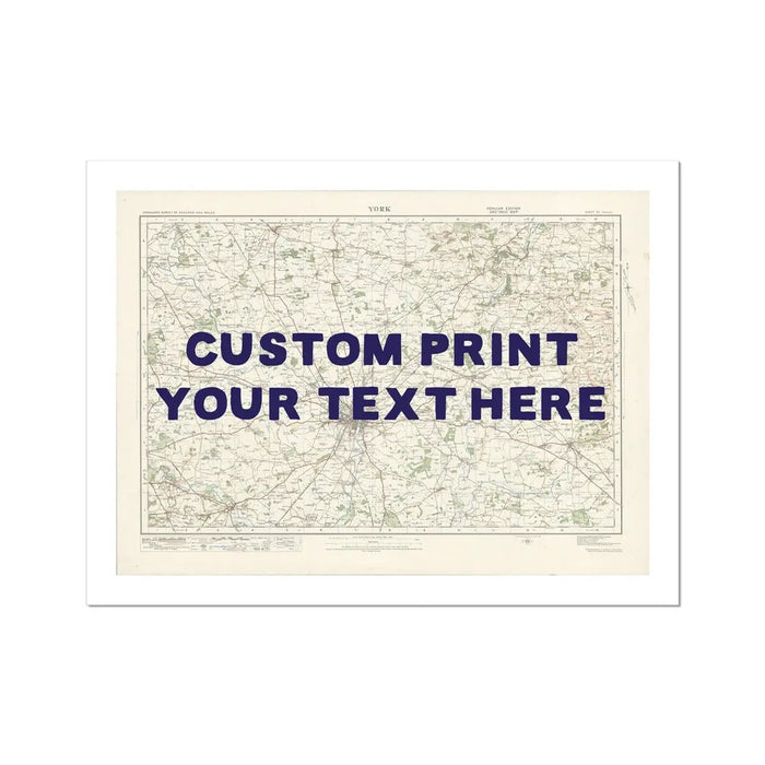 York Personalised Map Print | Custom Map of York | Navy Hand Drawn Font - Unframed Wall Art