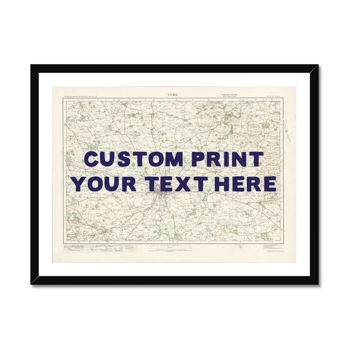York Personalised Map Print | Custom Map of York | Navy Hand Drawn Font - Framed Wall Art