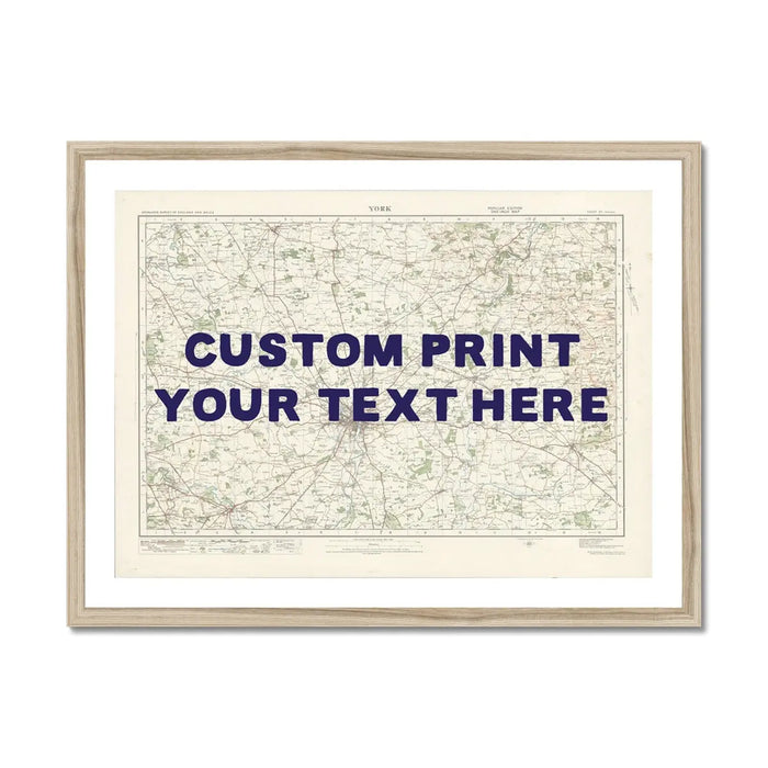 York Personalised Map Print | Custom Map of York | Navy Hand Drawn Font - Framed Wall Art