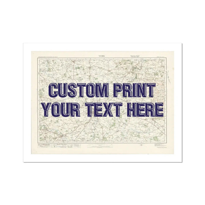 York Personalised Map Print | Custom Map of York | Navy Vintage Font - Unframed Art Print