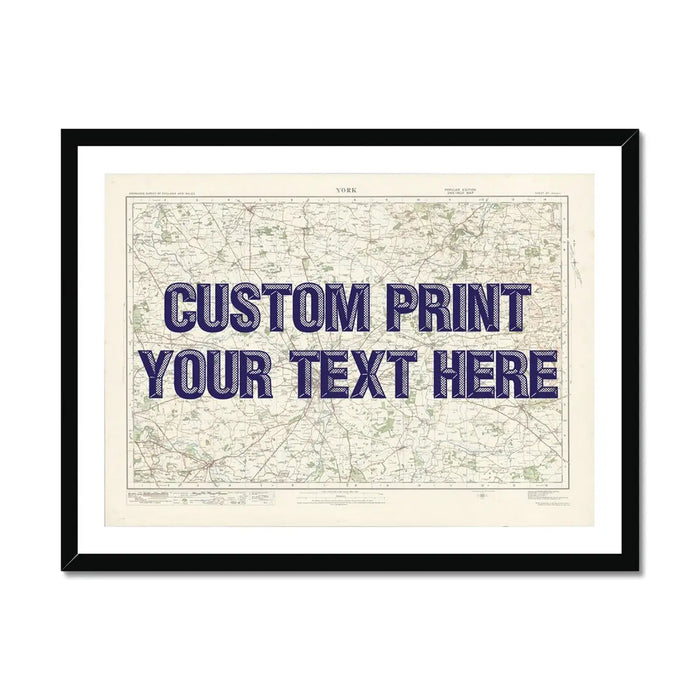 York Personalised Map Print | Custom Map of York | Navy Vintage Font - Framed Art Print