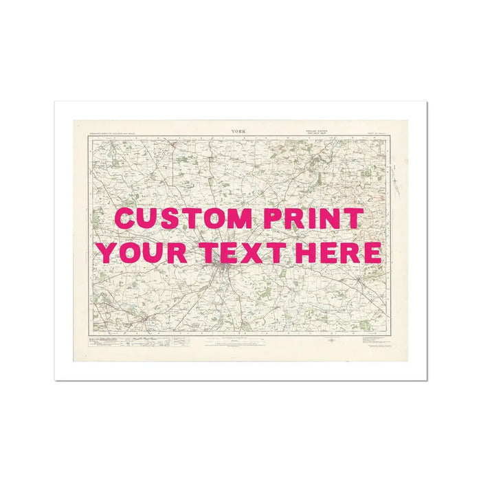 York Personalised Map Art Print | Custom Map of York | Pink Hand Drawn Font - Unframed Wall Art