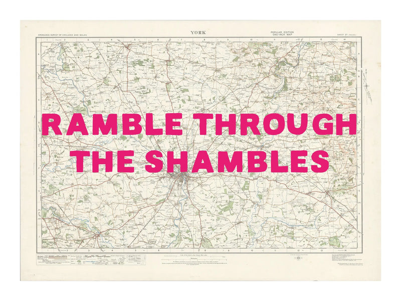York Personalised Map Print | Custom Map of York | Pink Hand Drawn Font - Framed Wall Art