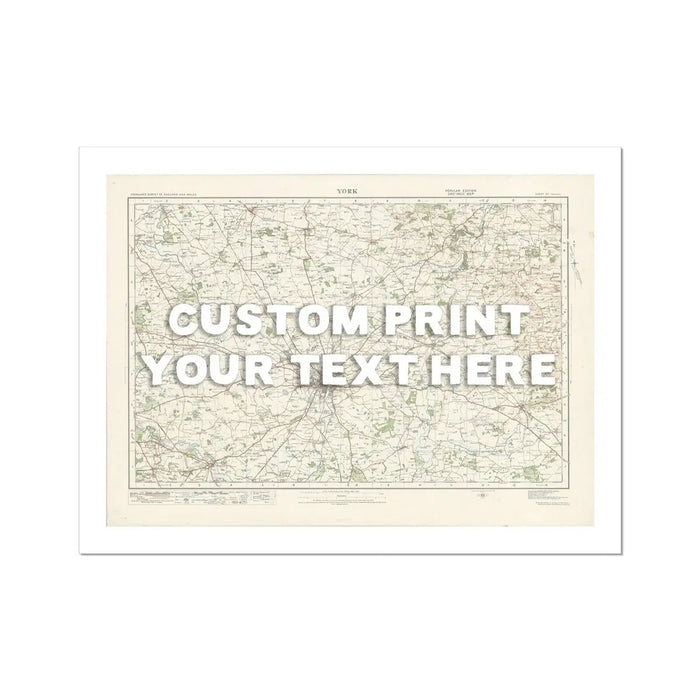 York Personalised Map Print | Custom Map of York | White Hand Drawn Font - Unframed Wall Art
