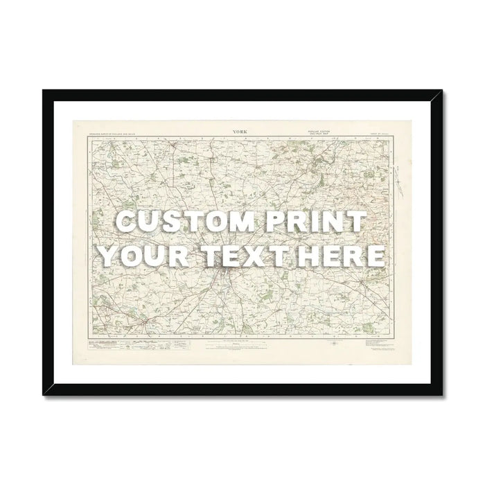 York Personalised Map Print | Custom Map of York | White Hand Drawn Font - Framed Wall Art
