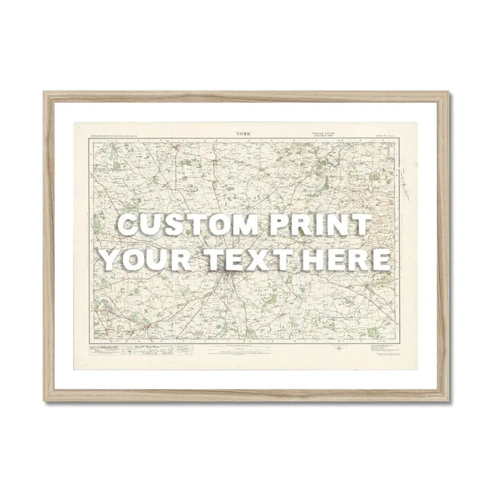 York Personalised Map Print | Custom Map of York | White Hand Drawn Font - Framed Wall Art