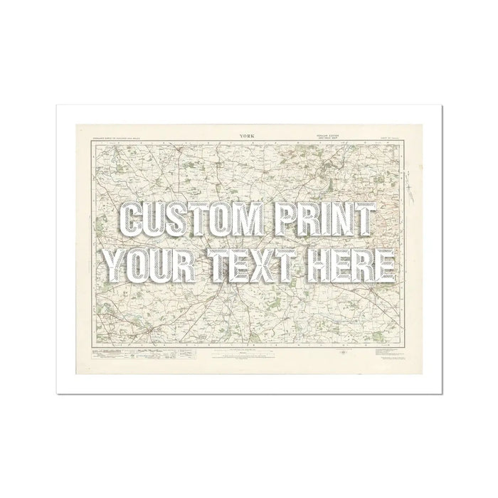 York Personalised Map Print | Map of York | White Vintage Font - Unframed Map Print