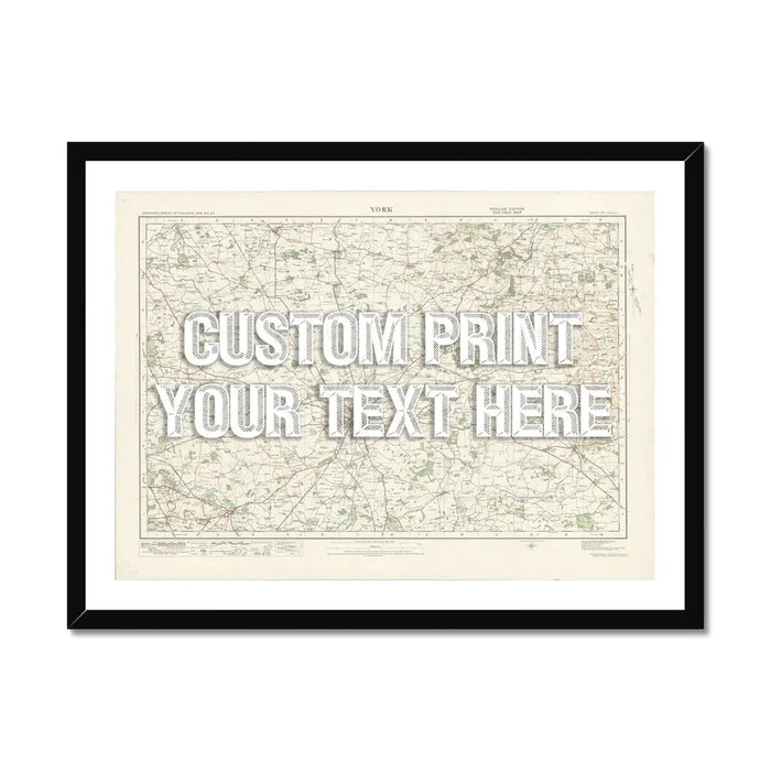 York Personalised Map Print | Map of York | White Vintage Font - Framed Map Print