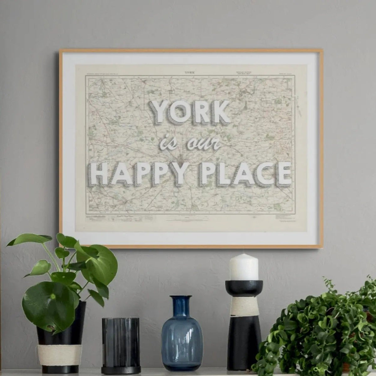 York is our Happy Place | Map Print of York | Map Art - Framed Map Print