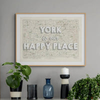 York is our Happy Place | Map Print of York | Map Art - Framed Map Print