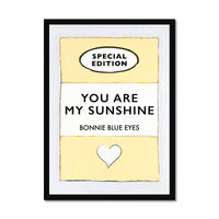 Beach House Art | You Are My Sunshine | Lyric Book Cover Art Print in black frame