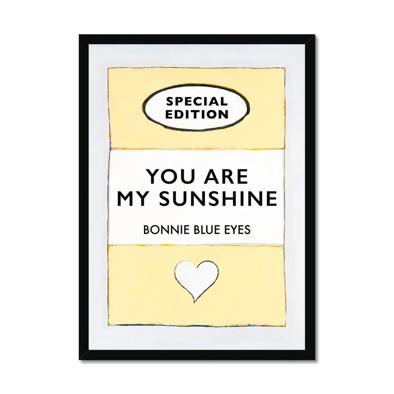 Beach House Art | You Are My Sunshine | Lyric Book Cover Art Print in black frame
