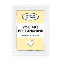 Beach House Art | You Are My Sunshine | Lyric Book Cover Art Print in white frame