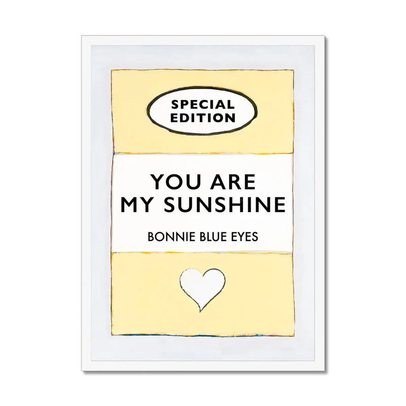 Beach House Art | You Are My Sunshine | Lyric Book Cover Art Print in white frame