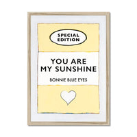 Beach House Art | You Are My Sunshine | Lyric Book Cover Art Print in natural oak frame