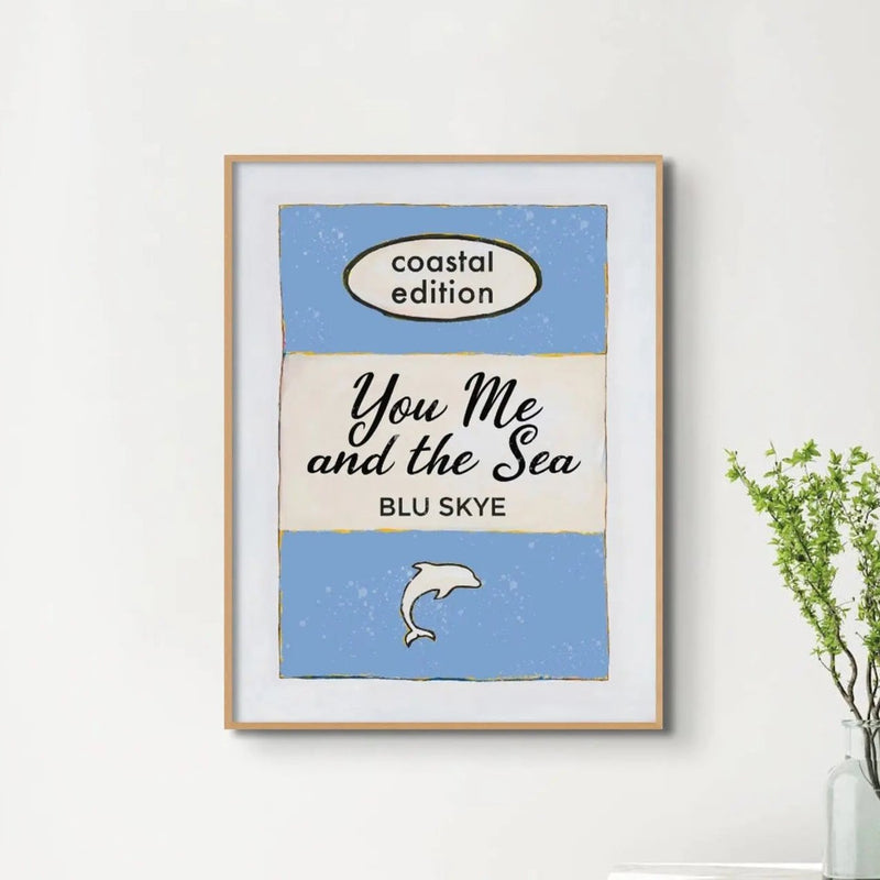 You, Me And The Sea Book Poster | Vintage Book Art - Framed Wall Art