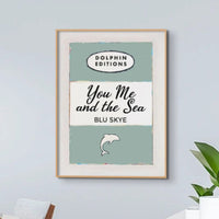 You, Me & the Sea Vintage Book Cover Art Print in sage green - Framed wall art