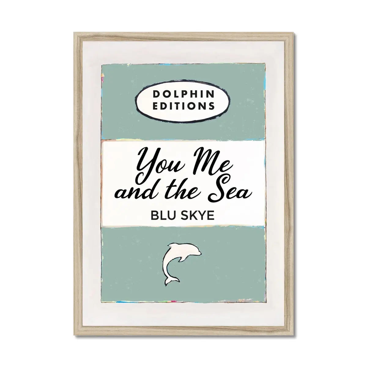 You, Me & the Sea Vintage Book Cover Art Print in sage green - Framed wall art