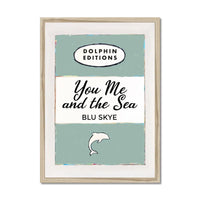 You, Me & the Sea Vintage Book Cover Art Print in sage green - Framed wall art