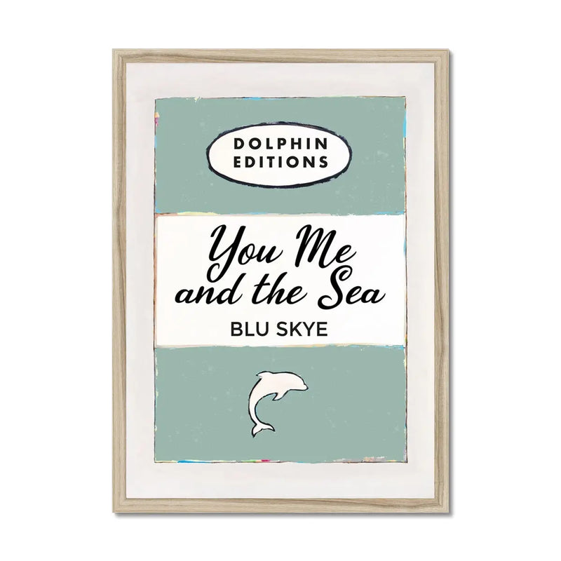 You, Me & the Sea Vintage Book Cover Art Print in sage green - Framed wall art