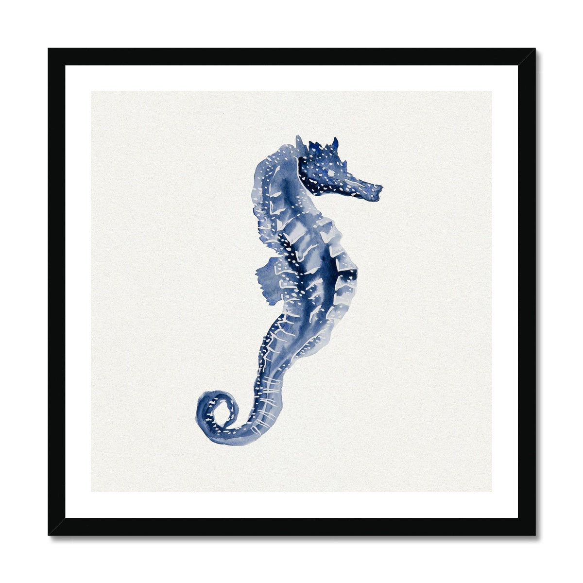 Indigo Dot Watercolour Seahorse Painting | Seahorse Art - Framed Art Print